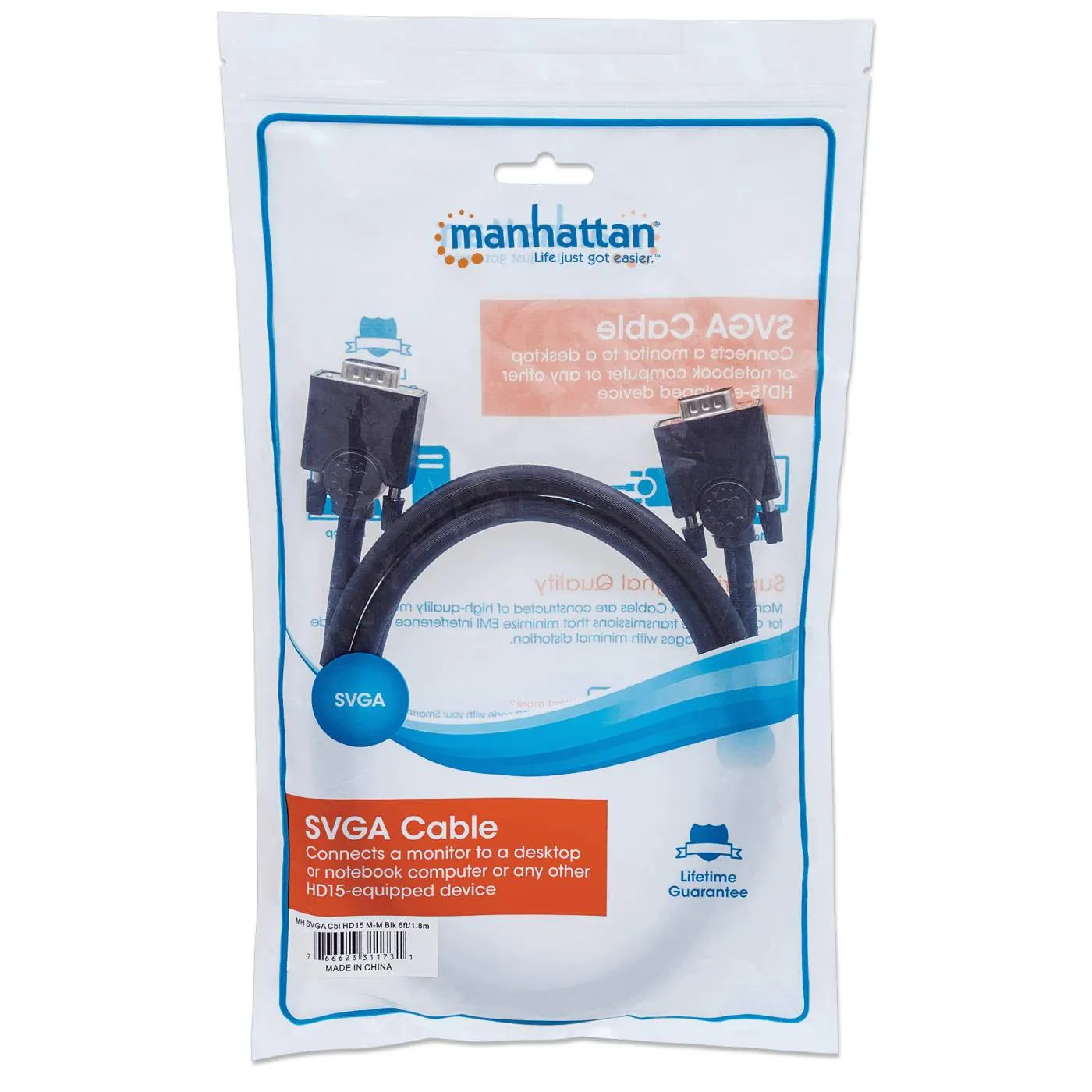 Manhattan Cavo Monitor SVGA HD15 1,8 m Schermato