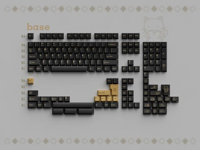 CoffeeKeys Onyx keycaps Base Set nero oro profilo Cherry