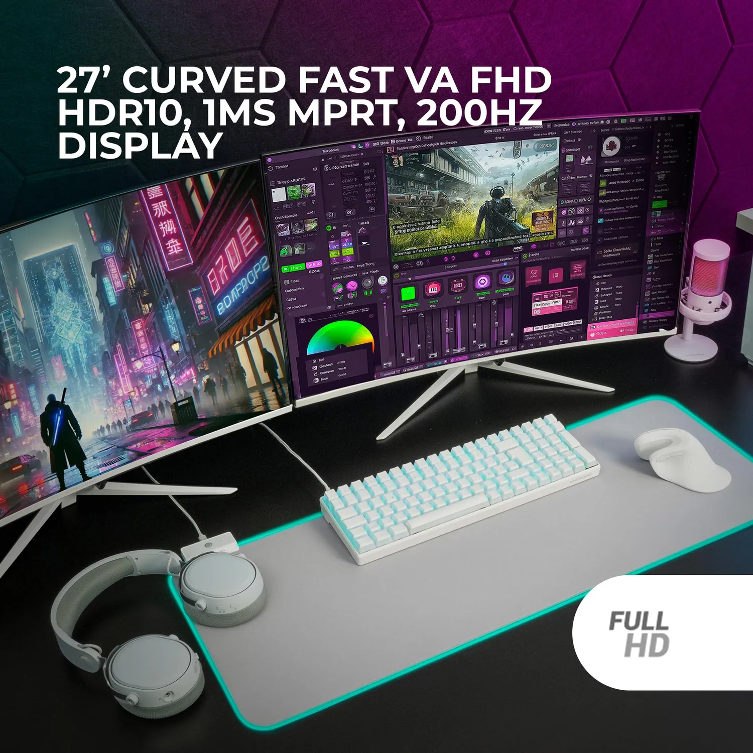 Mars Gaming MV-27C monitor curvo 27 bianco 200Hz