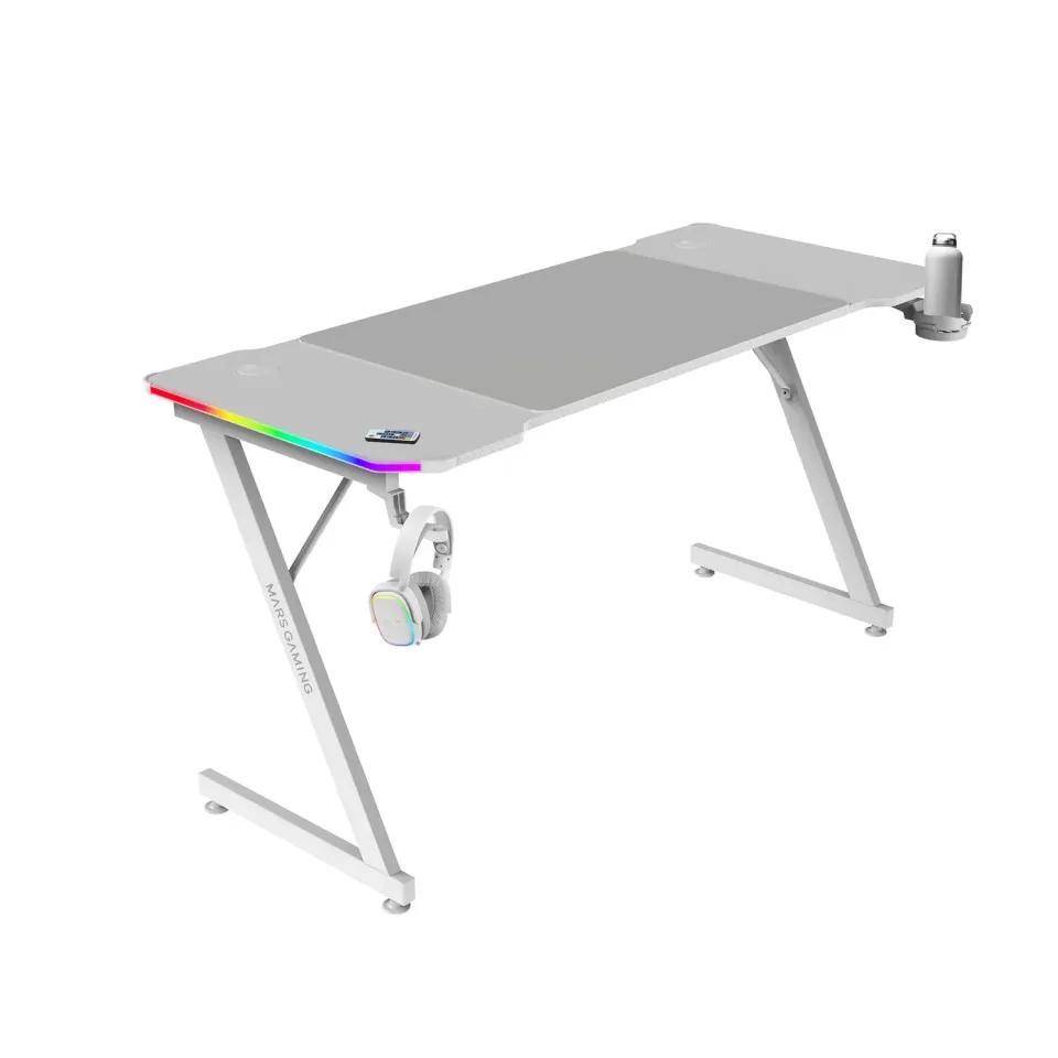 Marsgaming MGD-X140RGB scrivania gaming 140x60 bianca ARGB