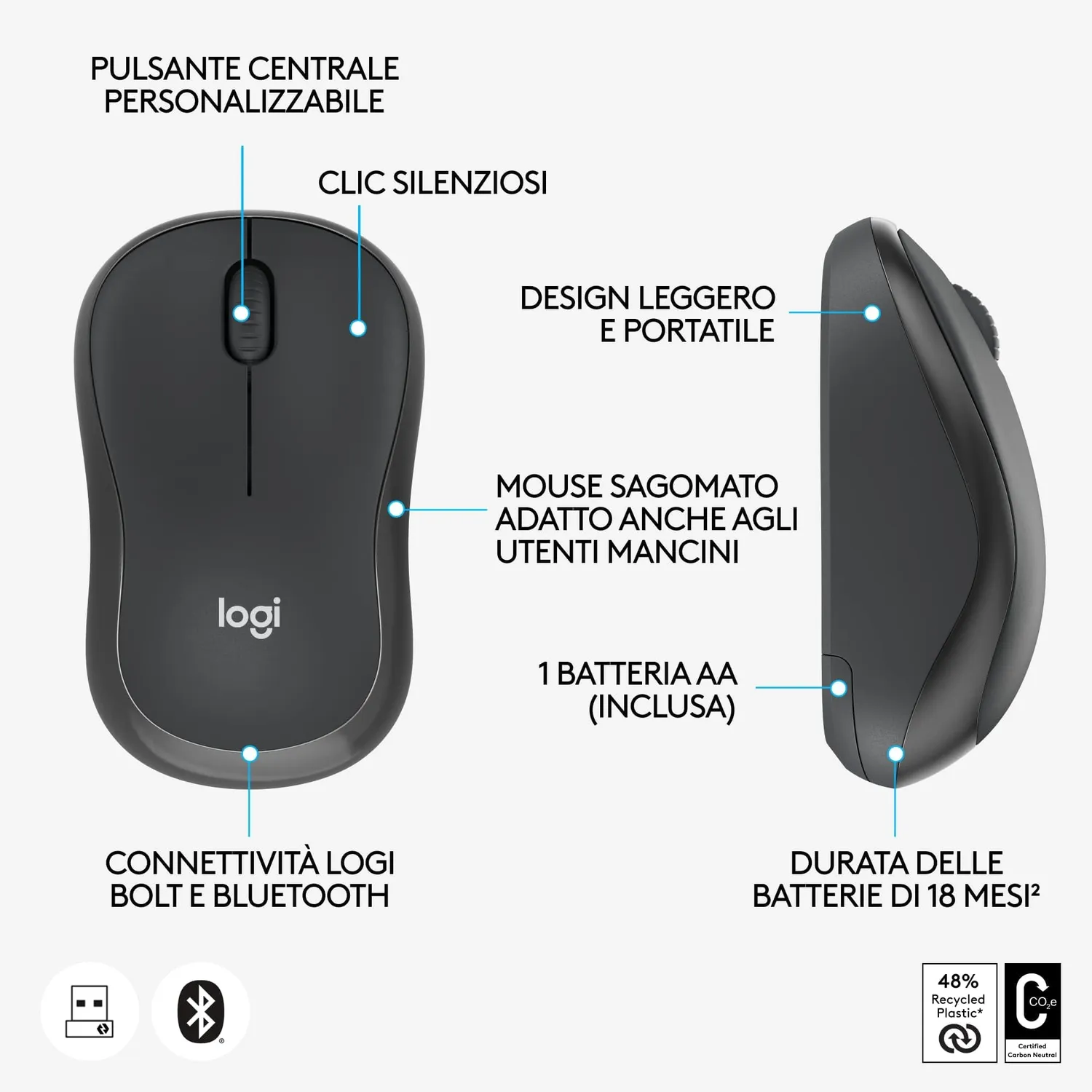 Logitech M240 for Business mouse wireless silenzioso