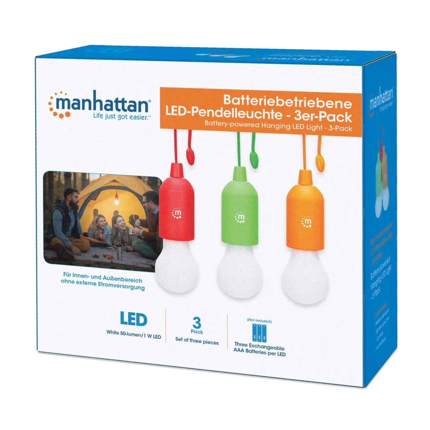Manhattan Luce LED a Batteria da Appendere 3 Pezzi