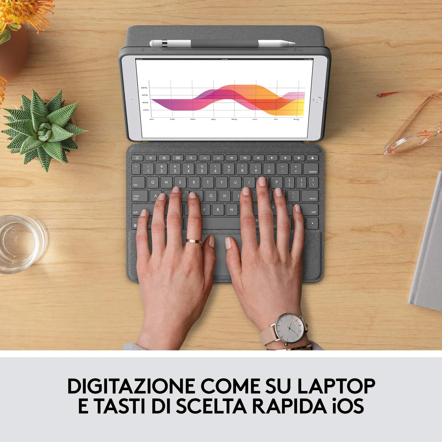 Logitech Combo Touch custodia tastiera iPad Air ITA retroilluminata