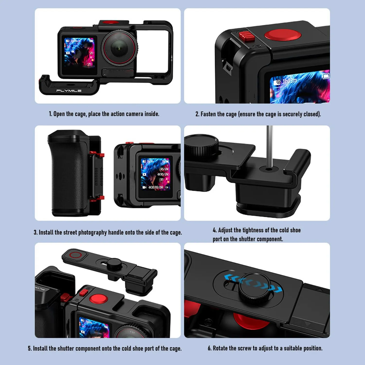 Zunate impugnatura action cam Action 3/4/5 Pro alluminio scatto