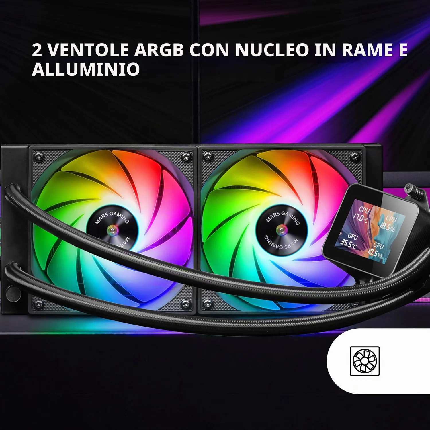 Mars Gaming ML-VISION240 Dissipatore a Liquido AIO 240 Nero LCD