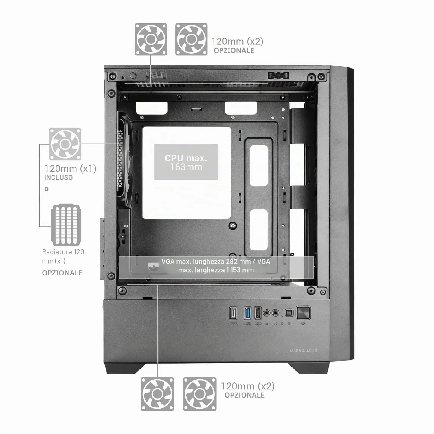 Mars Gaming MC-VECTOR case micro-ATX nero mesh ARGB