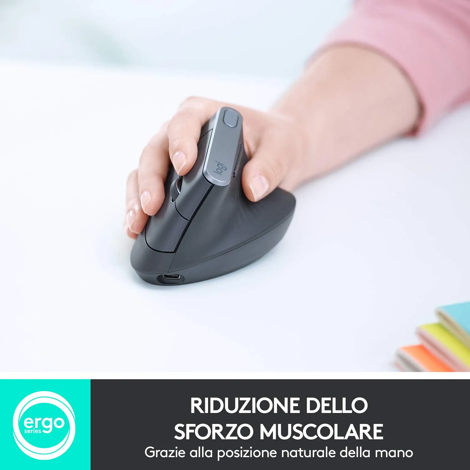 Logitech MX Vertical mouse wireless ergonomico 4000dpi grafite