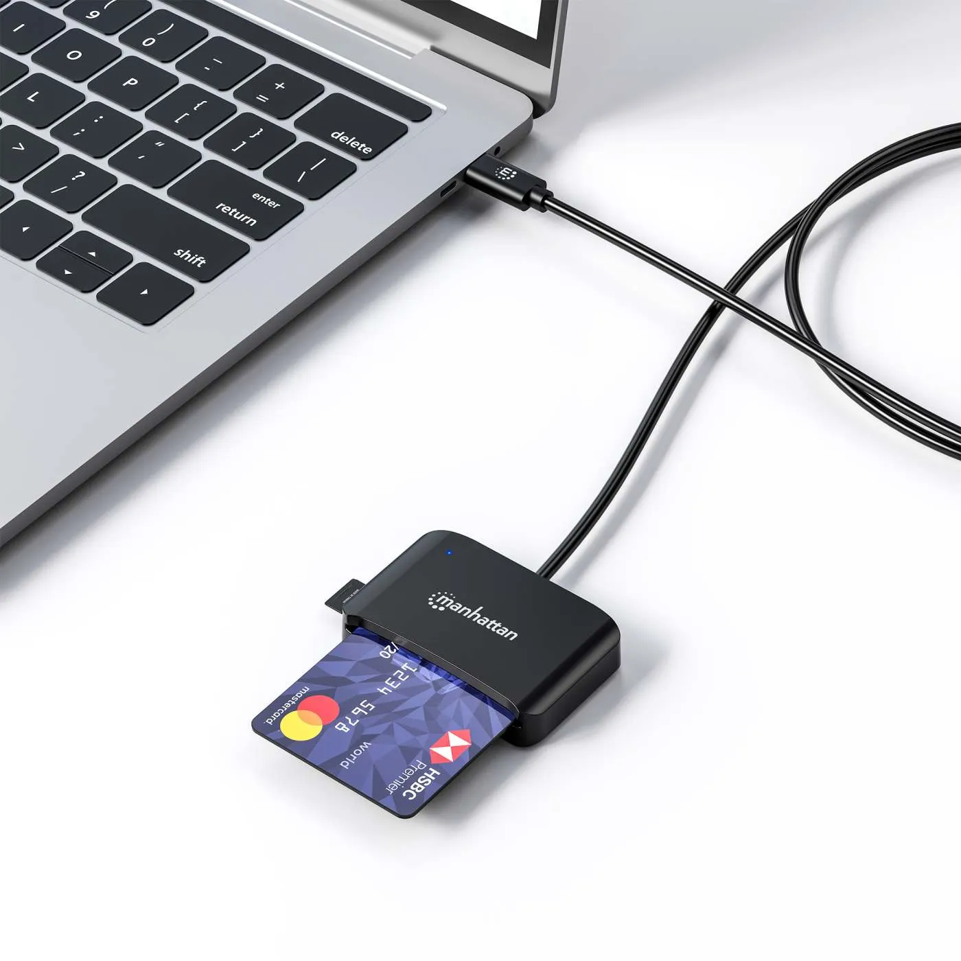 Manhattan Lettore Smart Card USB-C con Slot microSD Nero