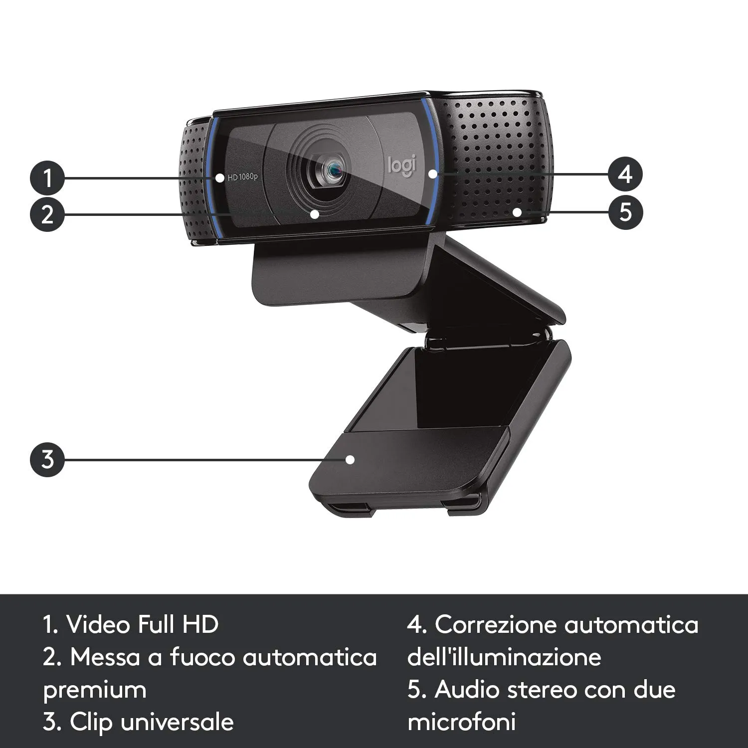 Logitech C920 HD Pro Webcam Full HD USB autofocus