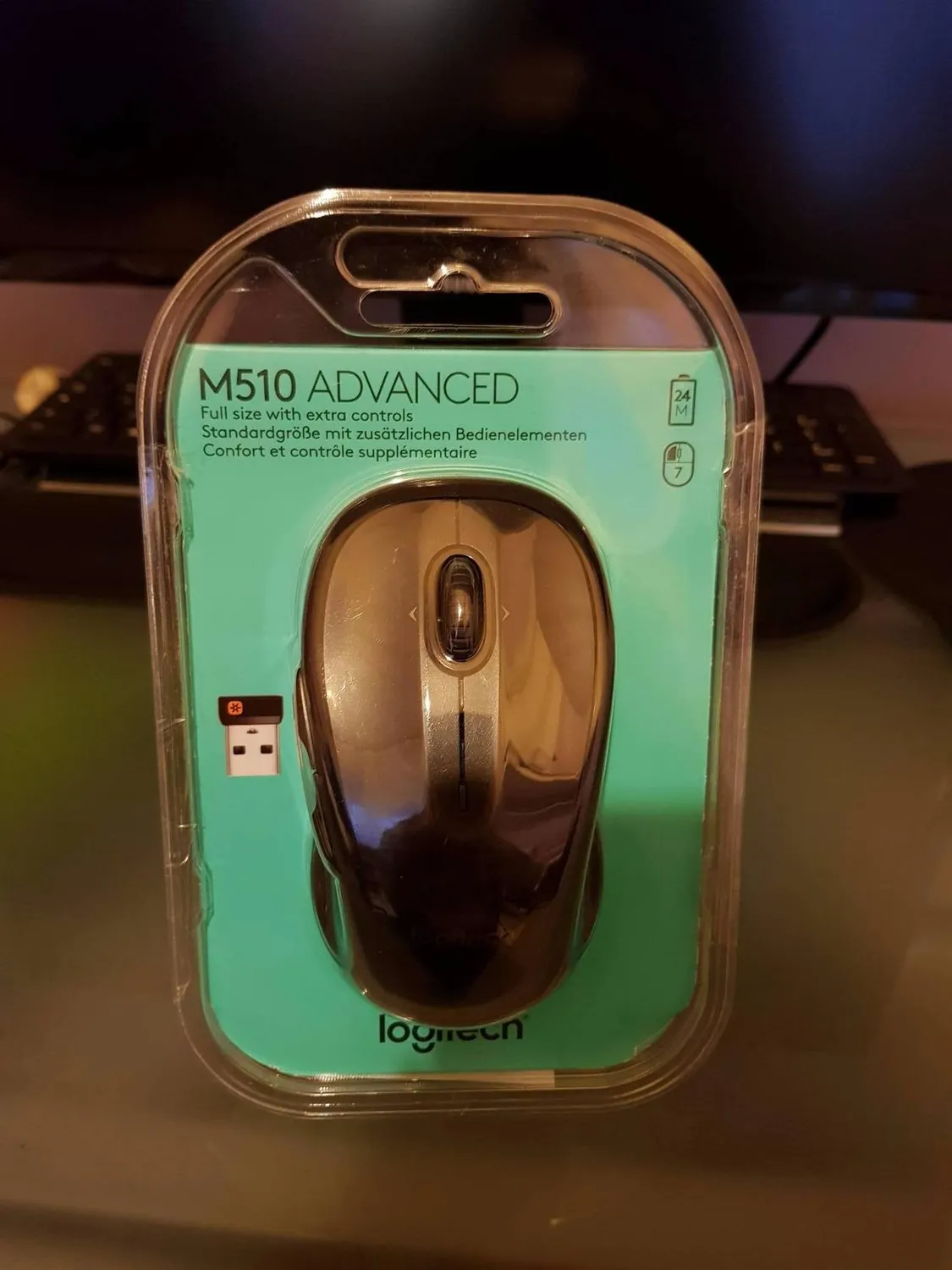 Logitech M510 mouse wireless laser ergonomico grigio