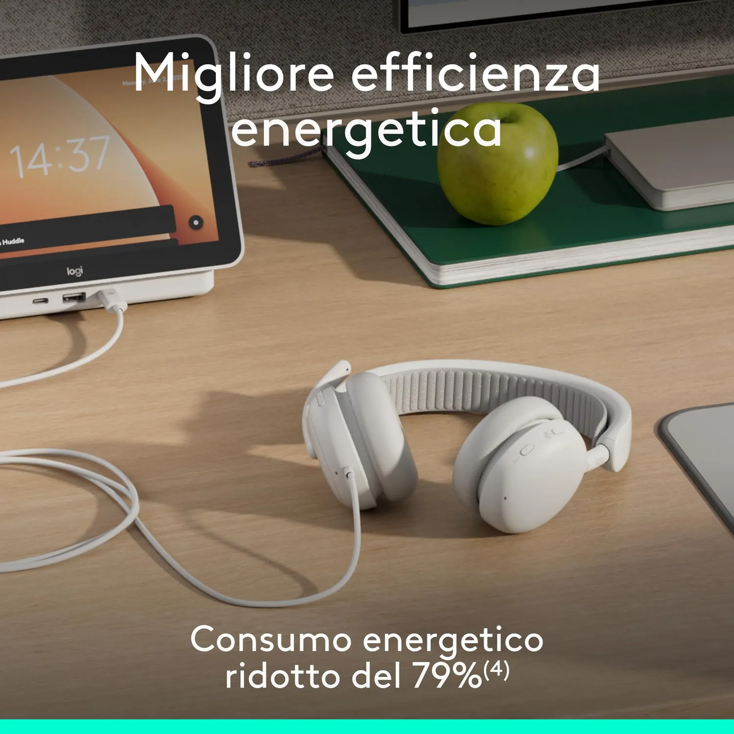 Logitech Zone Wired 2 cuffia Teams USB-C bianca ANC ibrida
