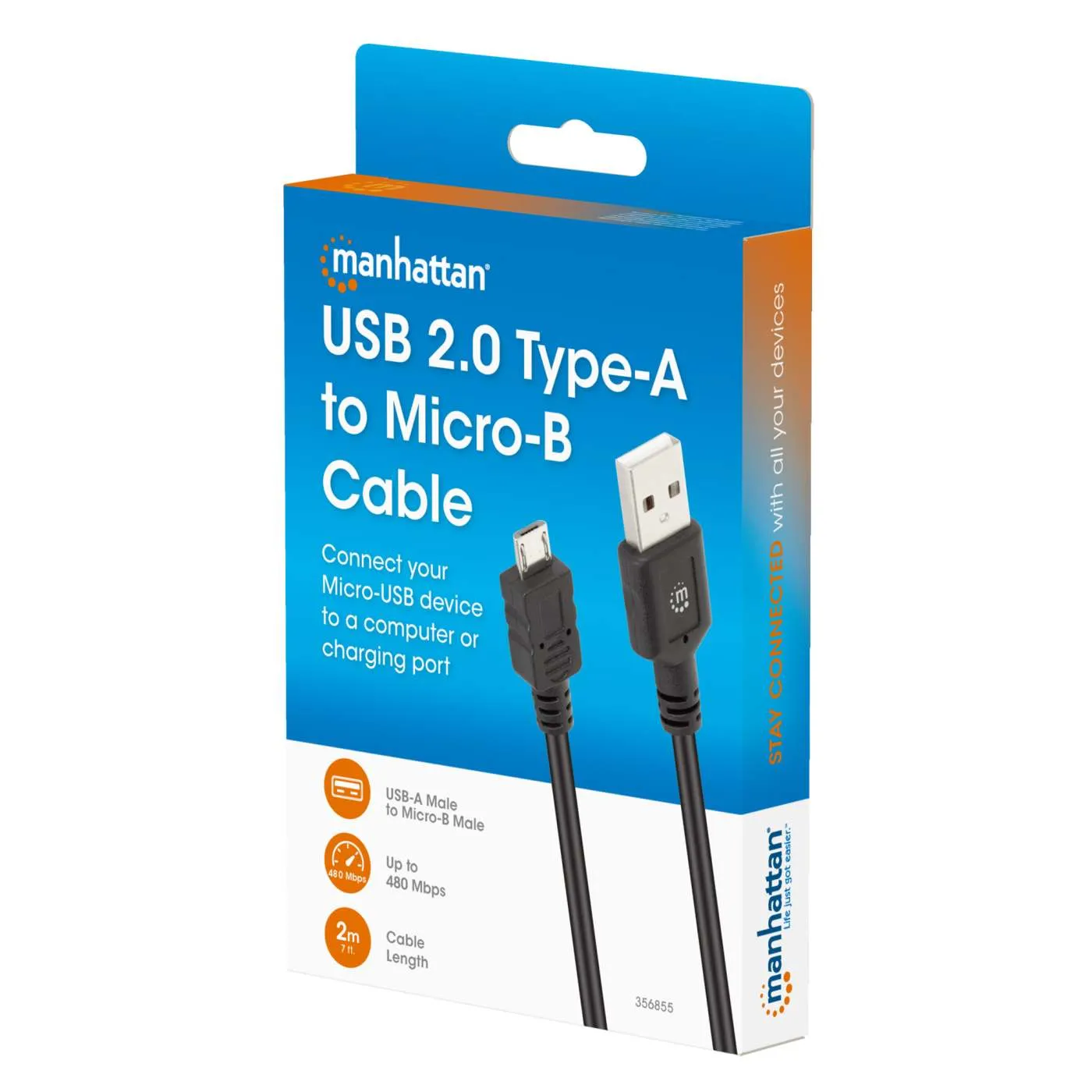 Manhattan Cavo USB 2.0 Tipo-A a Micro-B 2m 480Mbps
