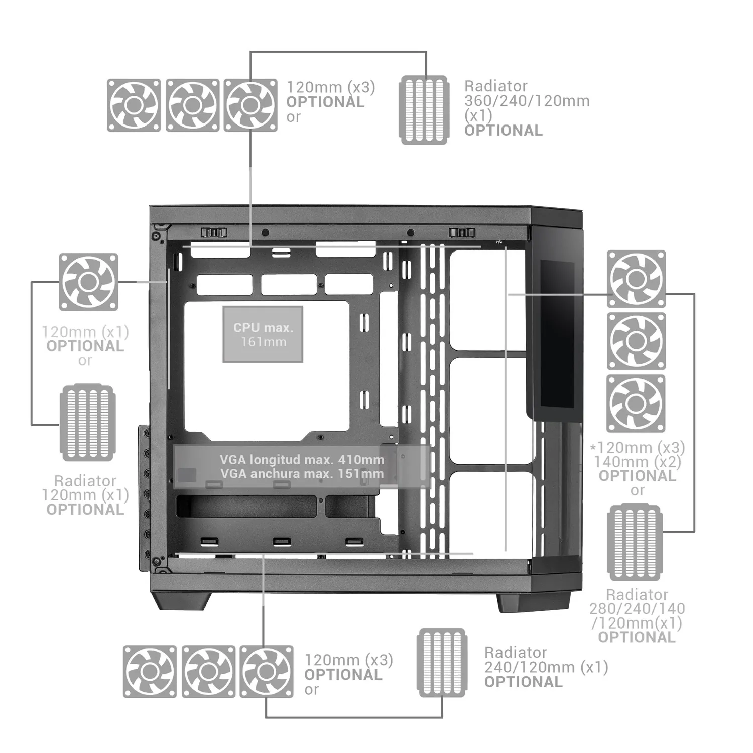 Mars Gaming MC-3TCORELCD case ATX nero schermo