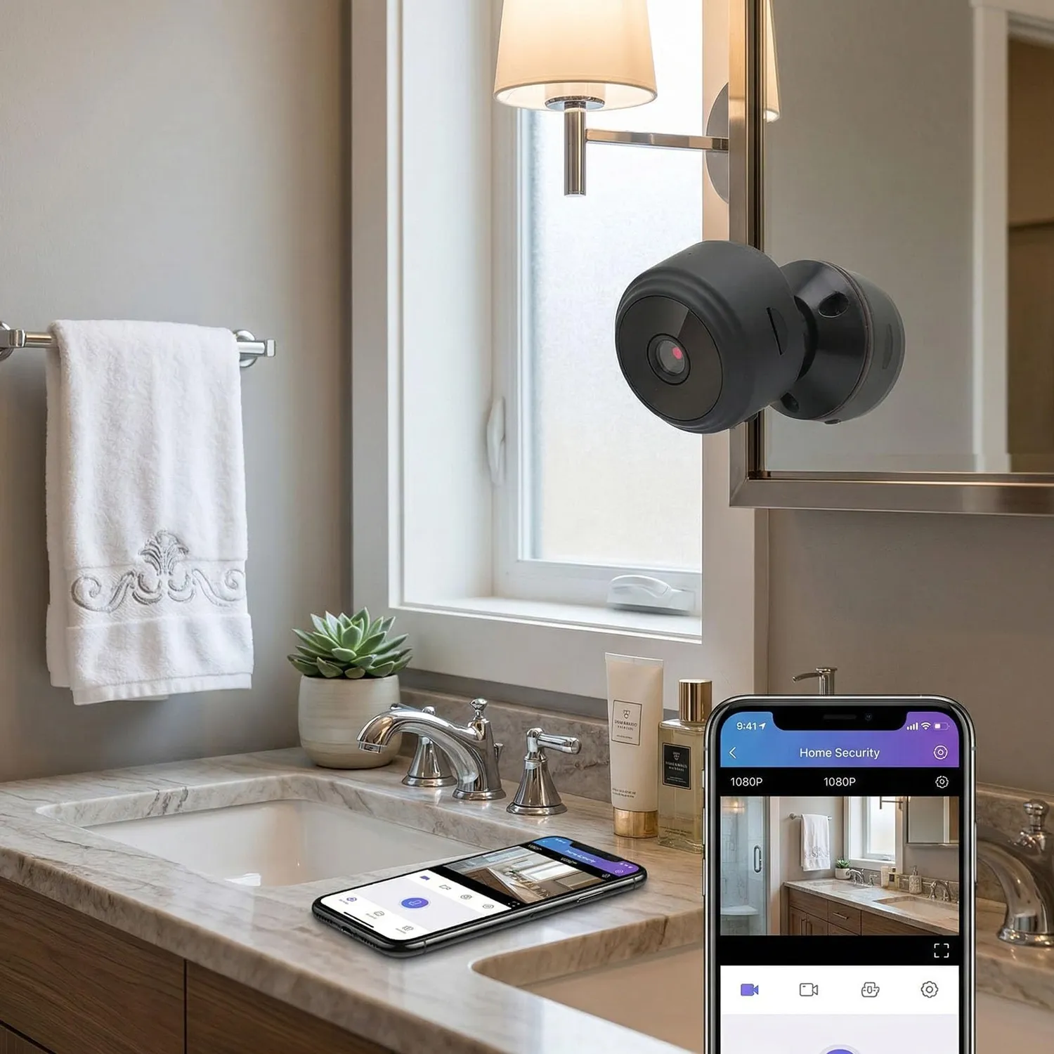 Zunate Mini Telecamera WiFi 1080P Visione Notturna 360°
