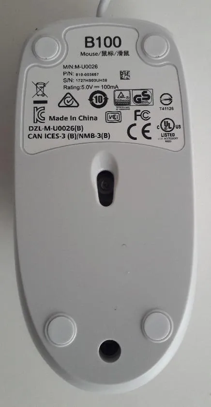 Logitech B100 mouse con filo USB bianco 800 DPI
