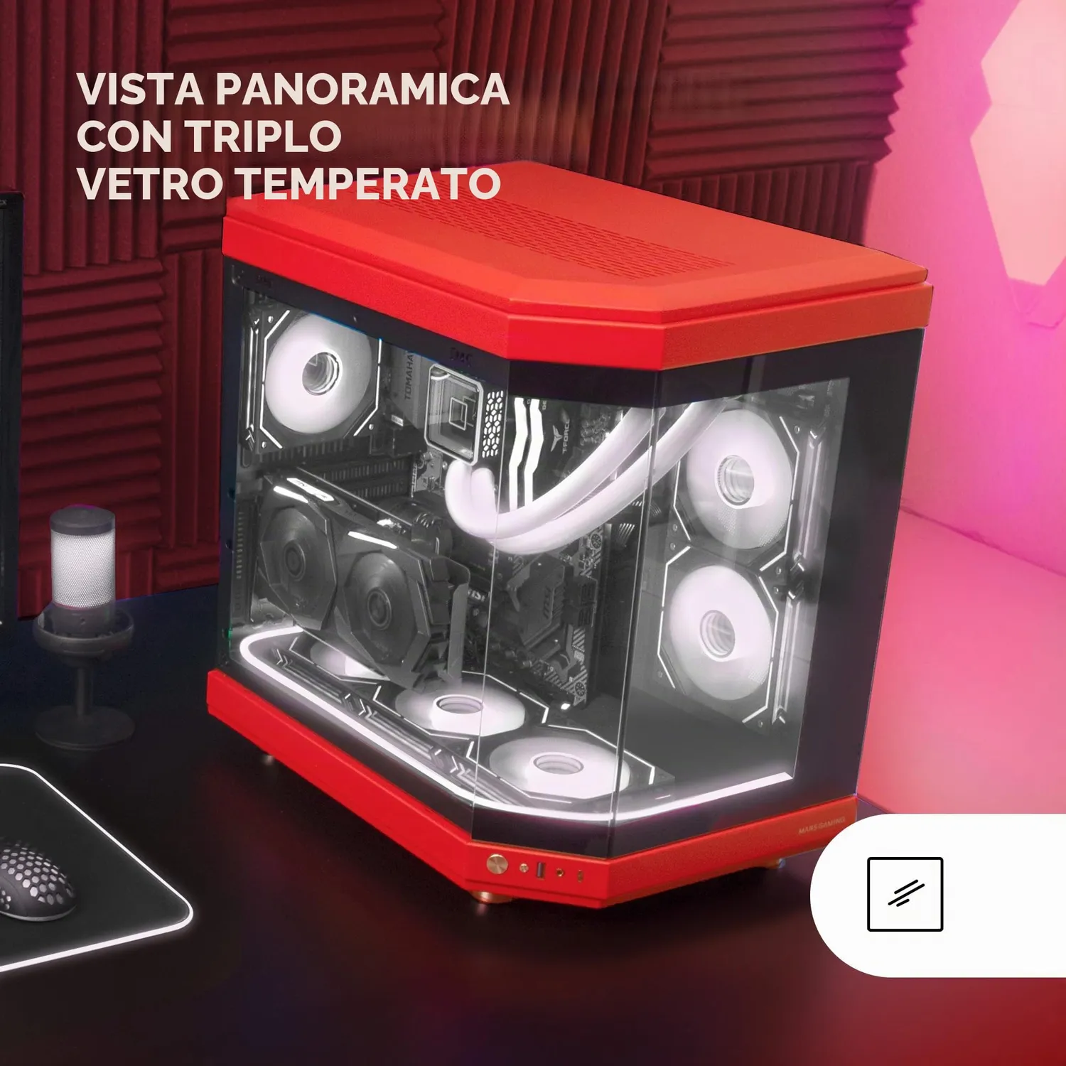Mars Gaming MC-3T case ATX vetro temperato rosso