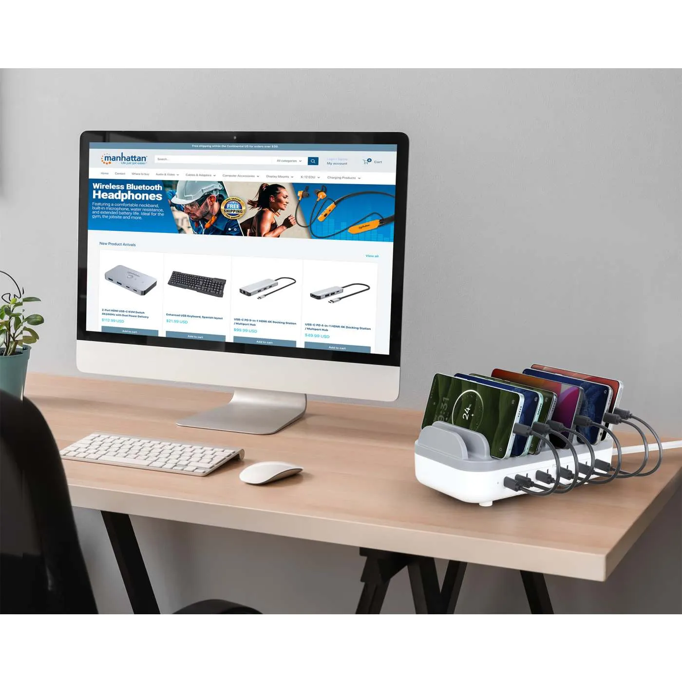 Manhattan stazione ricarica USB-C 10 porte 200W 20W