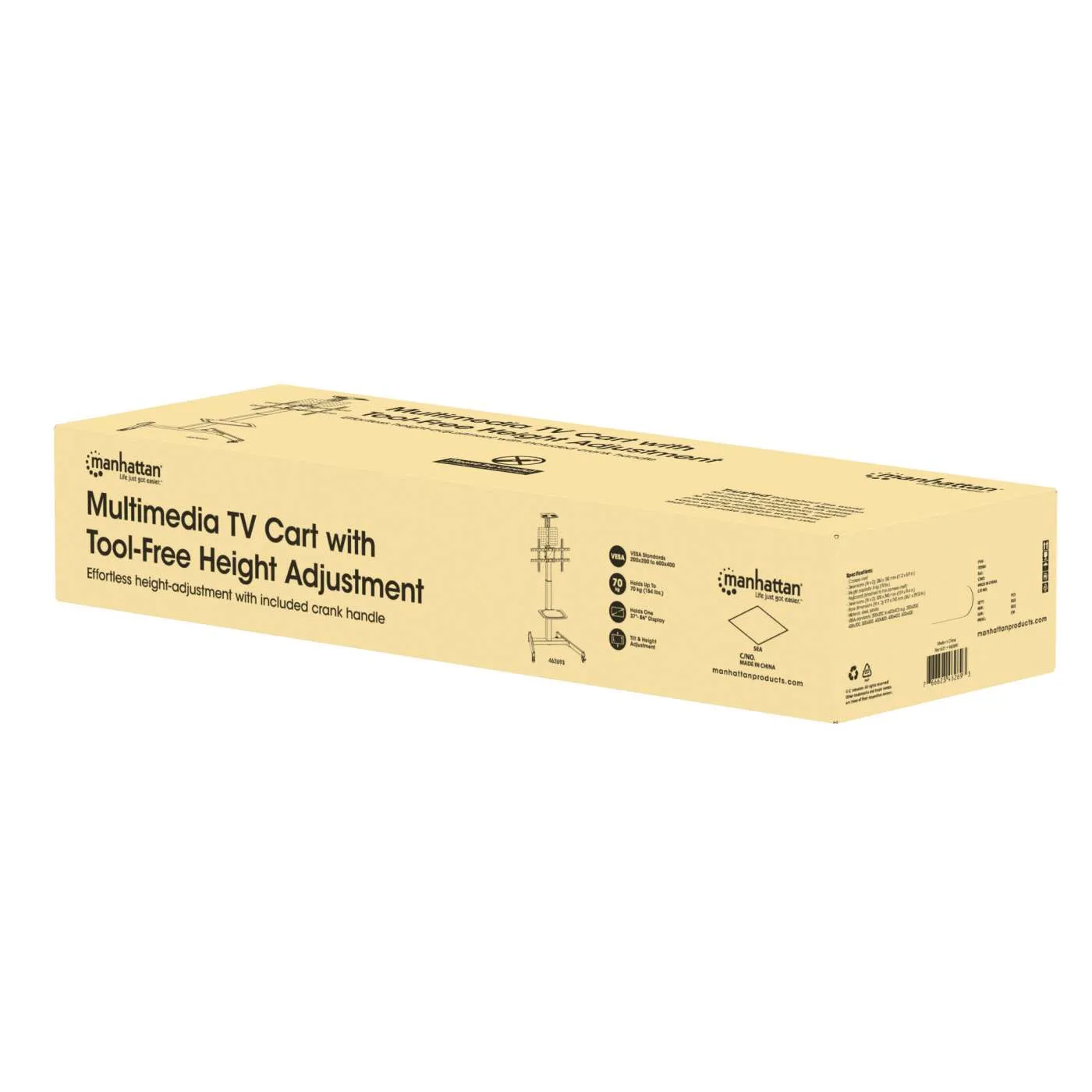 Manhattan Carrello TV 37-86" 70 kg nero regolabile