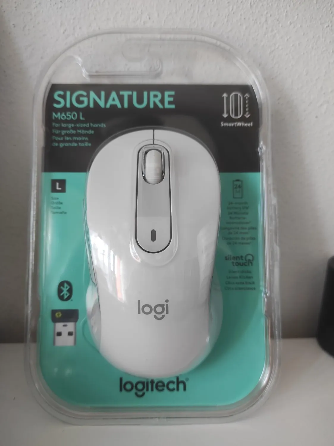Logitech Signature M650 L Mouse Wireless Bianco Mani Grandi