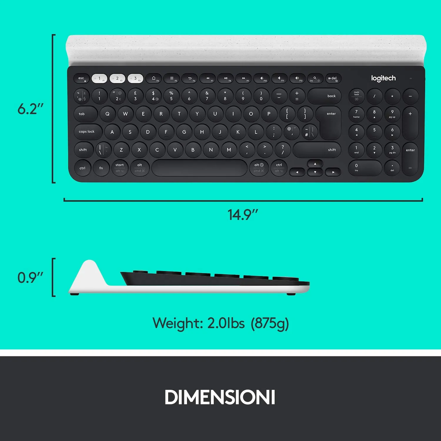 Logitech K780 tastiera wireless grigia bluetooth ITA QWERTY