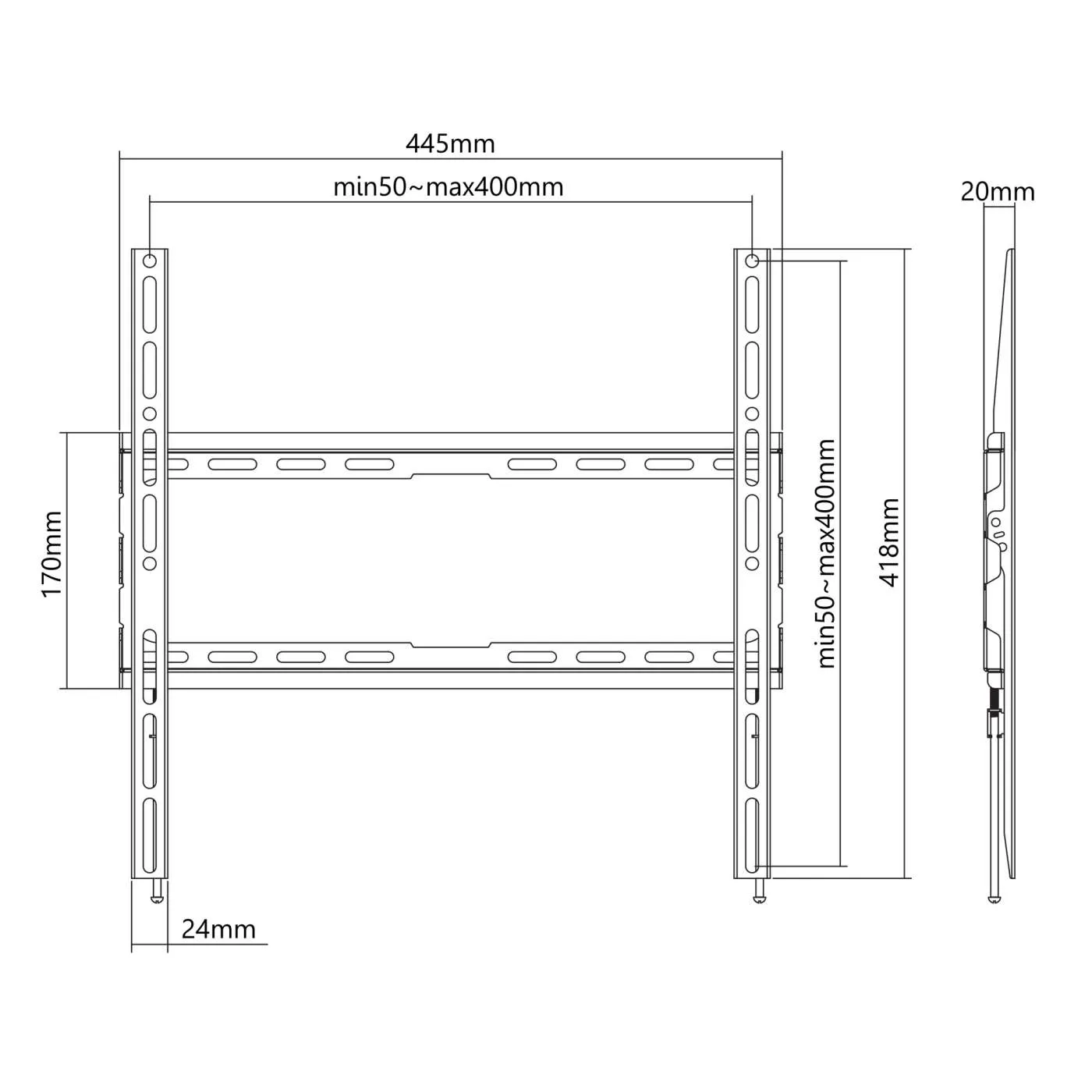 Manhattan Supporto TV Muro Fisso 32-70" VESA 400 45kg