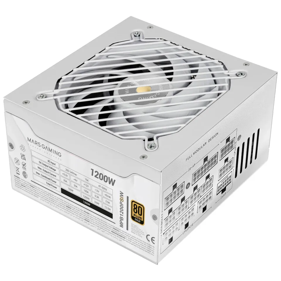 Mars Gaming MPB1200PSIW Alimentatore 1200W Bianco Gold