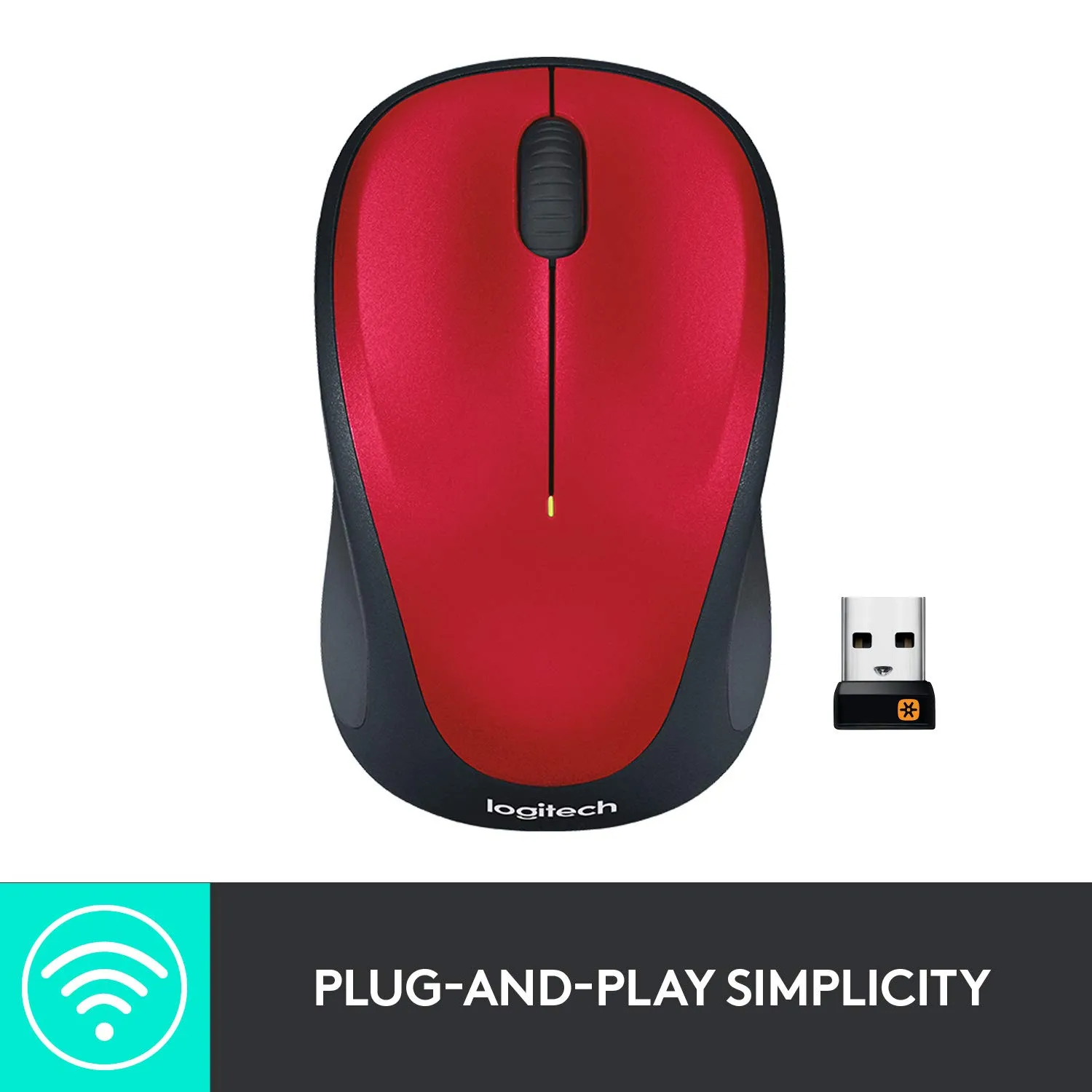 Logitech M235 mouse wireless Nero Rosso compatto