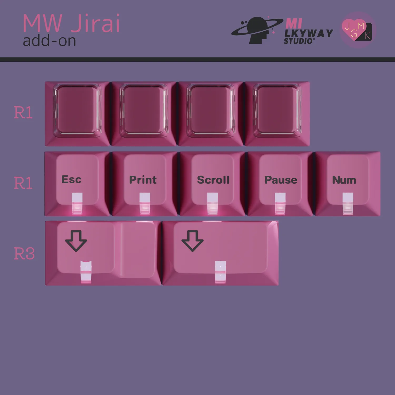 CoffeeKeys MW Jirai keycaps set base rosa nero