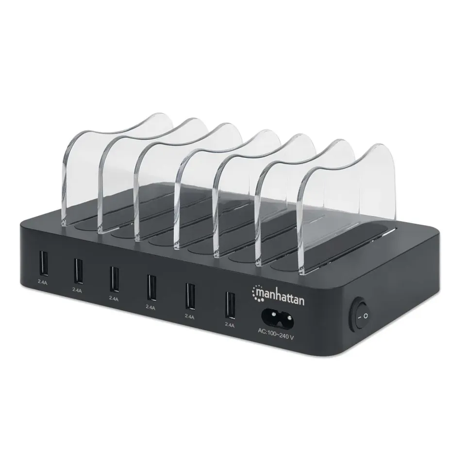 Manhattan Stazione ricarica USB 6 porte 50W nera