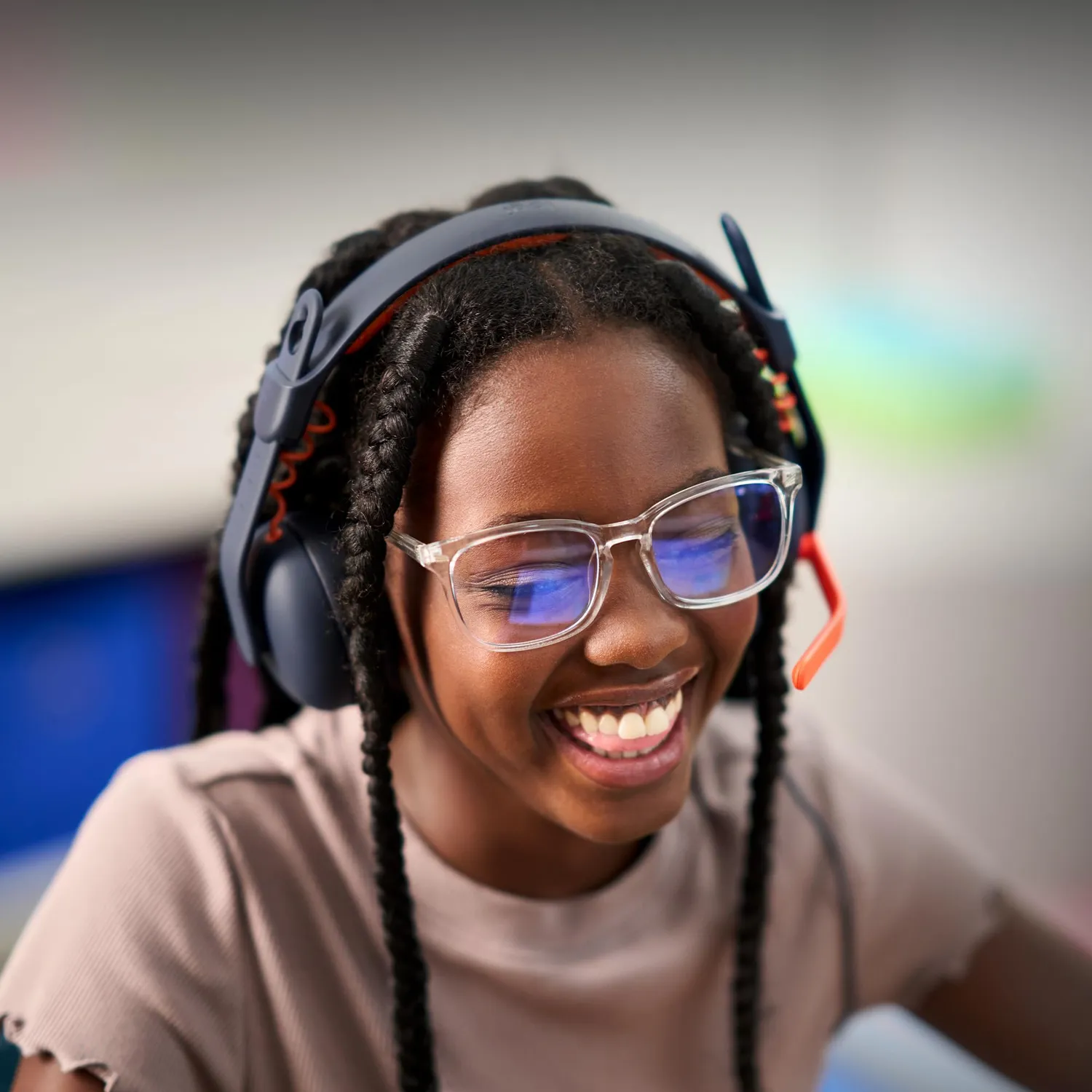 Logitech Zone Learn cuffia con microfono on ear aux blu scuola