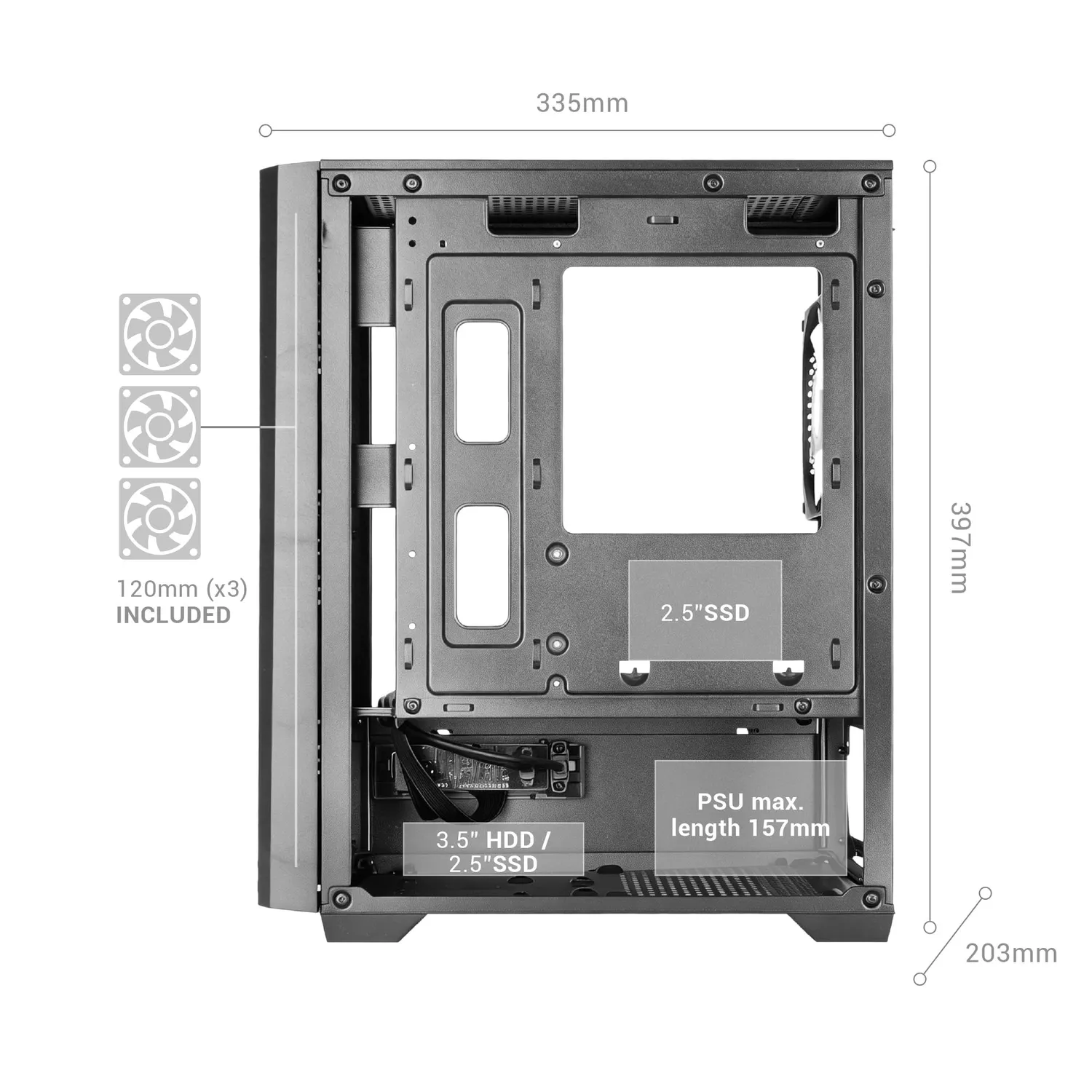 Mars Gaming MC-VECTOR case micro-ATX nero mesh ARGB