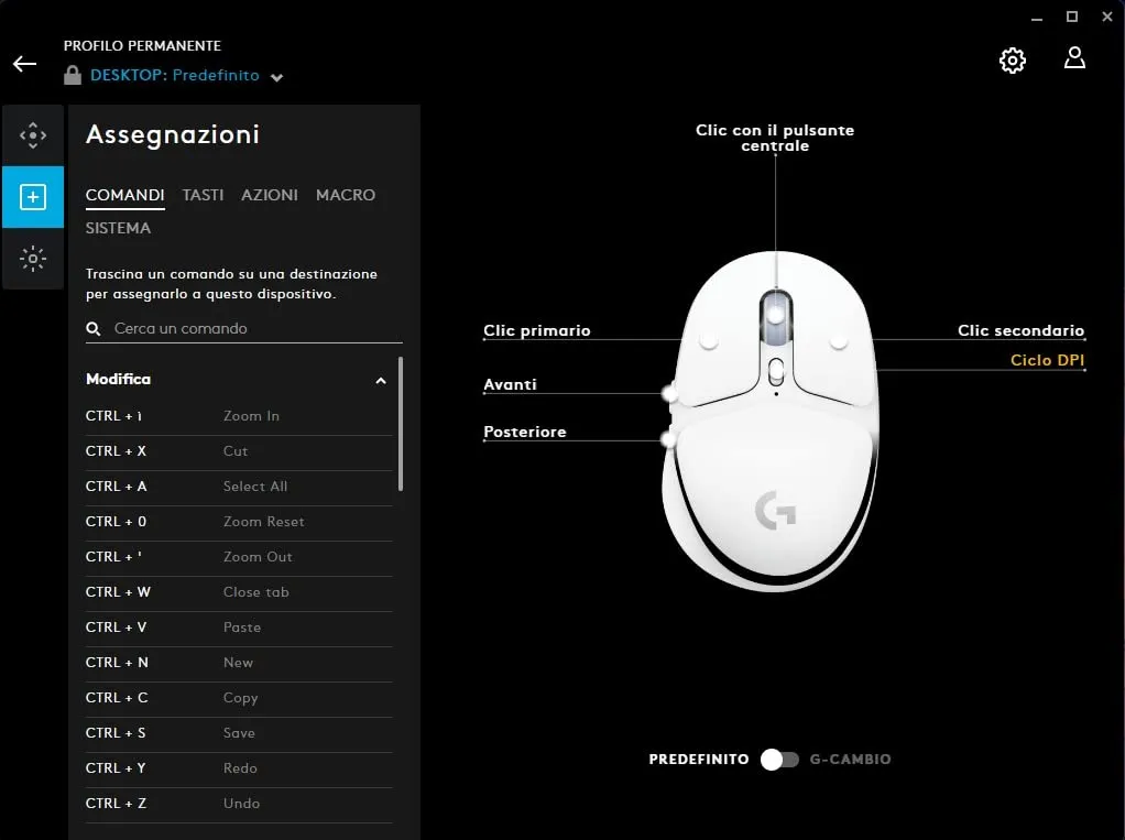 Logitech G G705 mouse gaming wireless bianco Lightspeed 85g