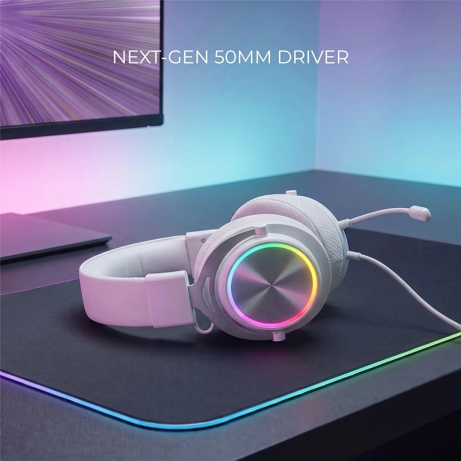 Mars Gaming MH-Forge cuffie gaming bianco driver 50mm