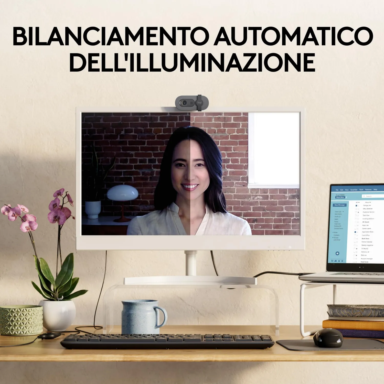 Logitech Brio 100 webcam Full HD grafite con copriobiettivo