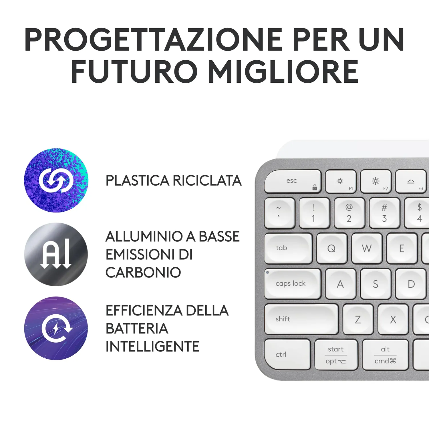 Logitech MX Keys S tastiera wireless grigio chiaro ITA