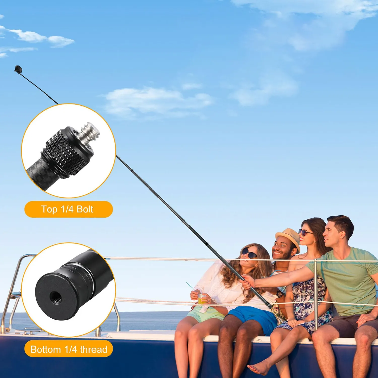 Zunate ST-15020030 Asta Selfie Carbonio 300cm 7 sezioni 1/4"