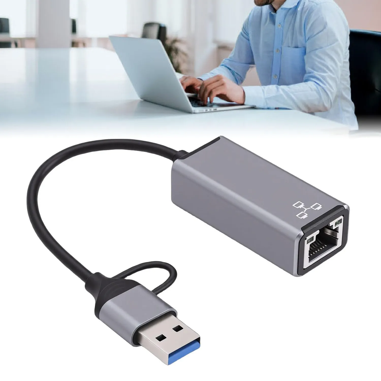 Zunate adattatore USB C Ethernet 100 Mbps RJ45 LED alluminio