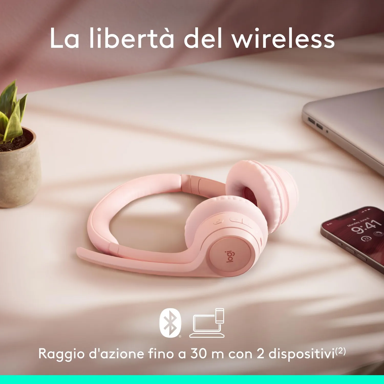 Logitech Zone 300 cuffia bluetooth rosa con microfono