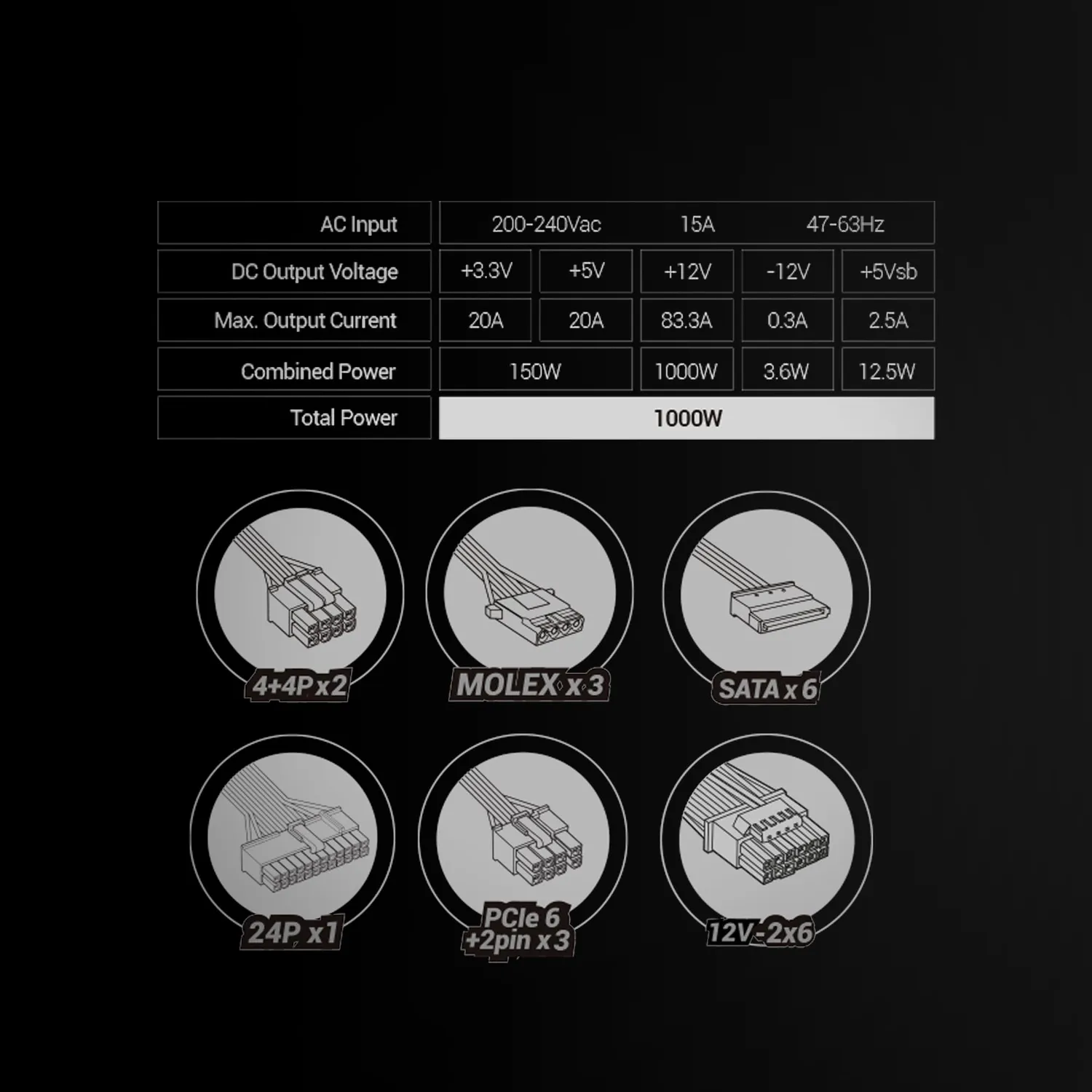 Mars Gaming MPB1000PSI alimentatore 1000W nero Gold modulare