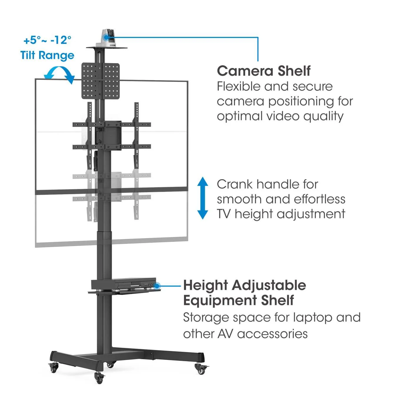 Manhattan Carrello TV 37-86" 70 kg nero regolabile