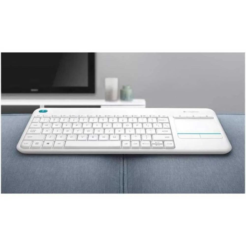 Logitech K400 Plus tastiera wireless bianca con touchpad