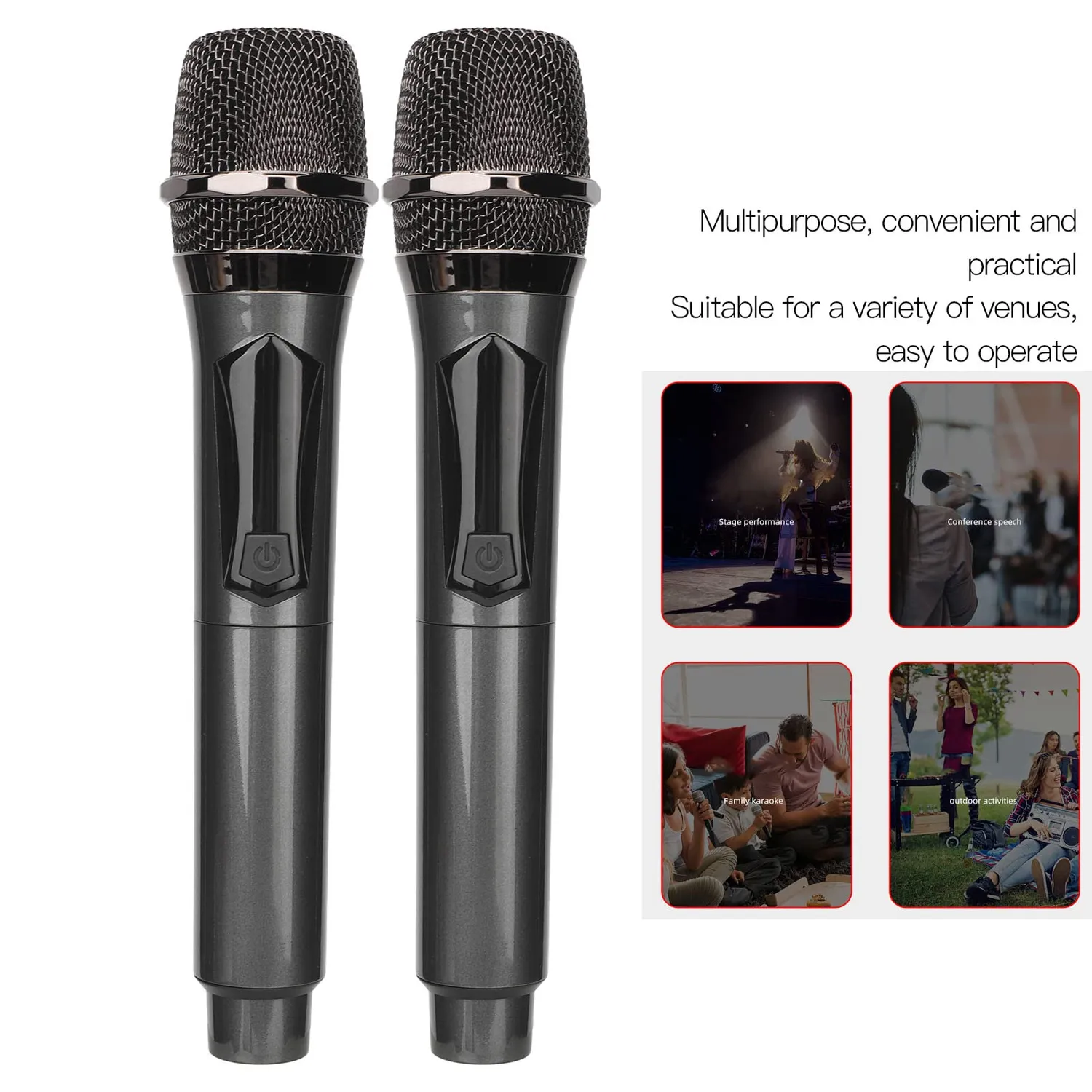 Zunate microfono wireless palmare dinamico karaoke 50m