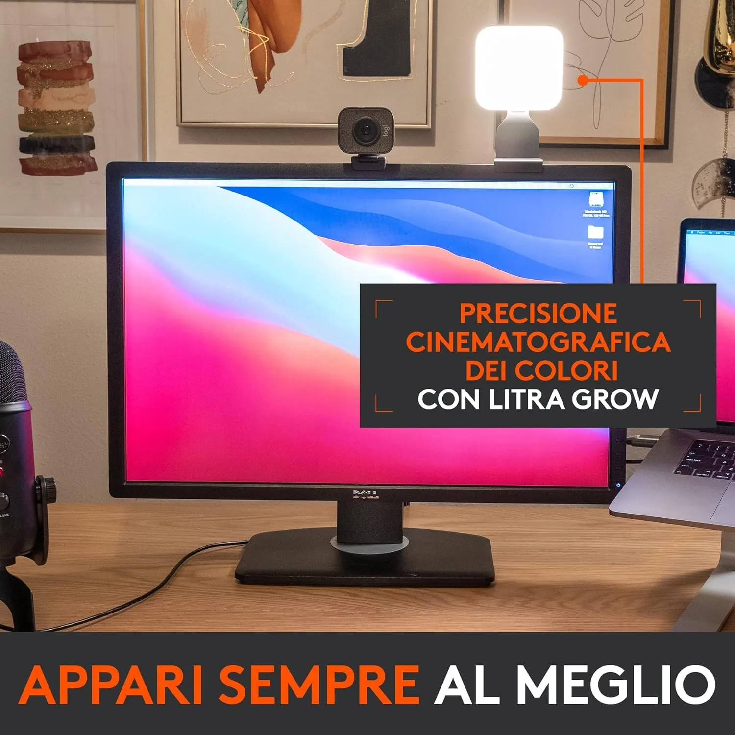 Logitech Litra Glow + StreamCam Webcam Luce Streaming Nero
