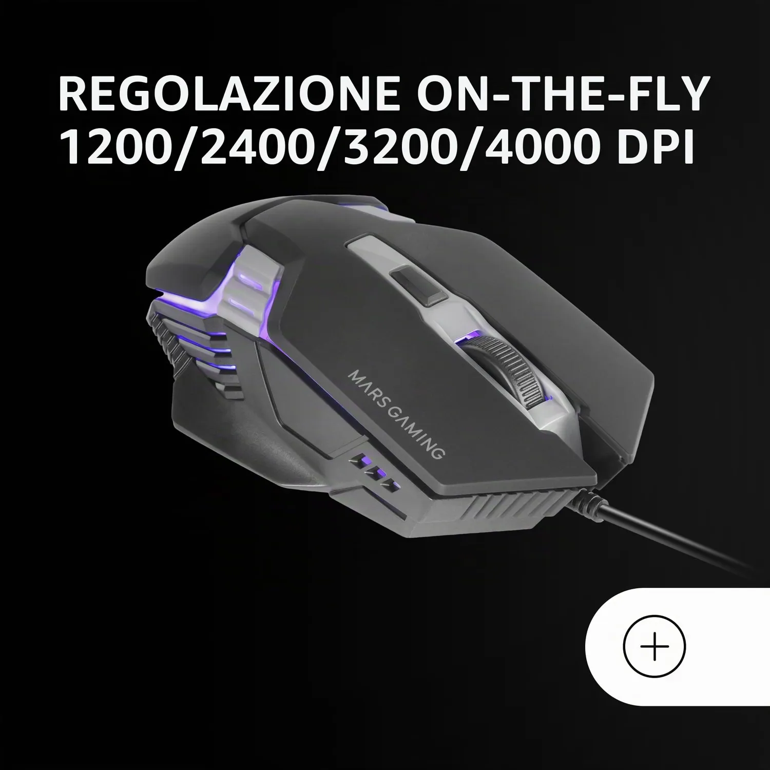 Mars Gaming MM024 mouse gaming nero 4000 DPI RGB