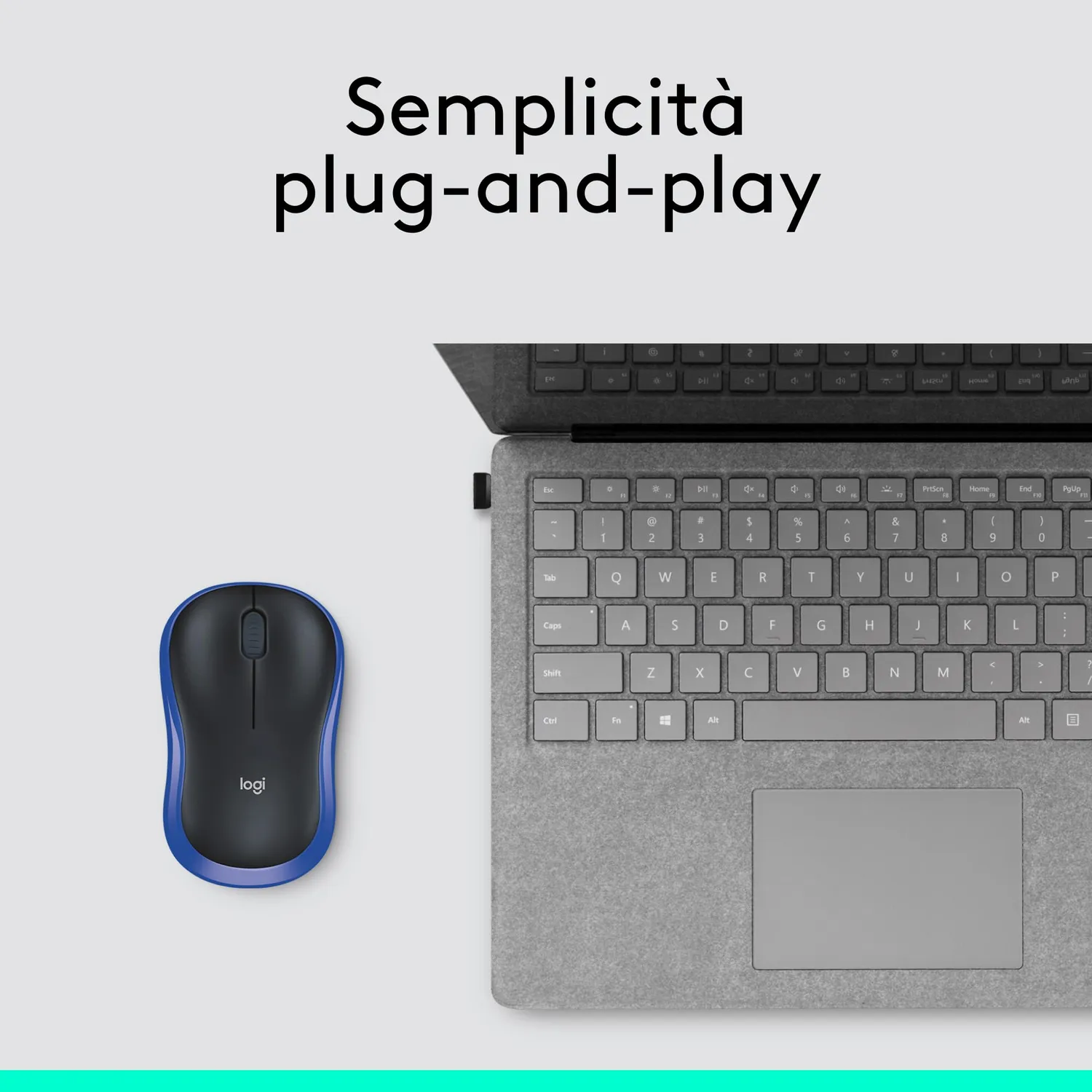 Logitech M185 Mouse Wireless Blu 2,4 GHz Compatto