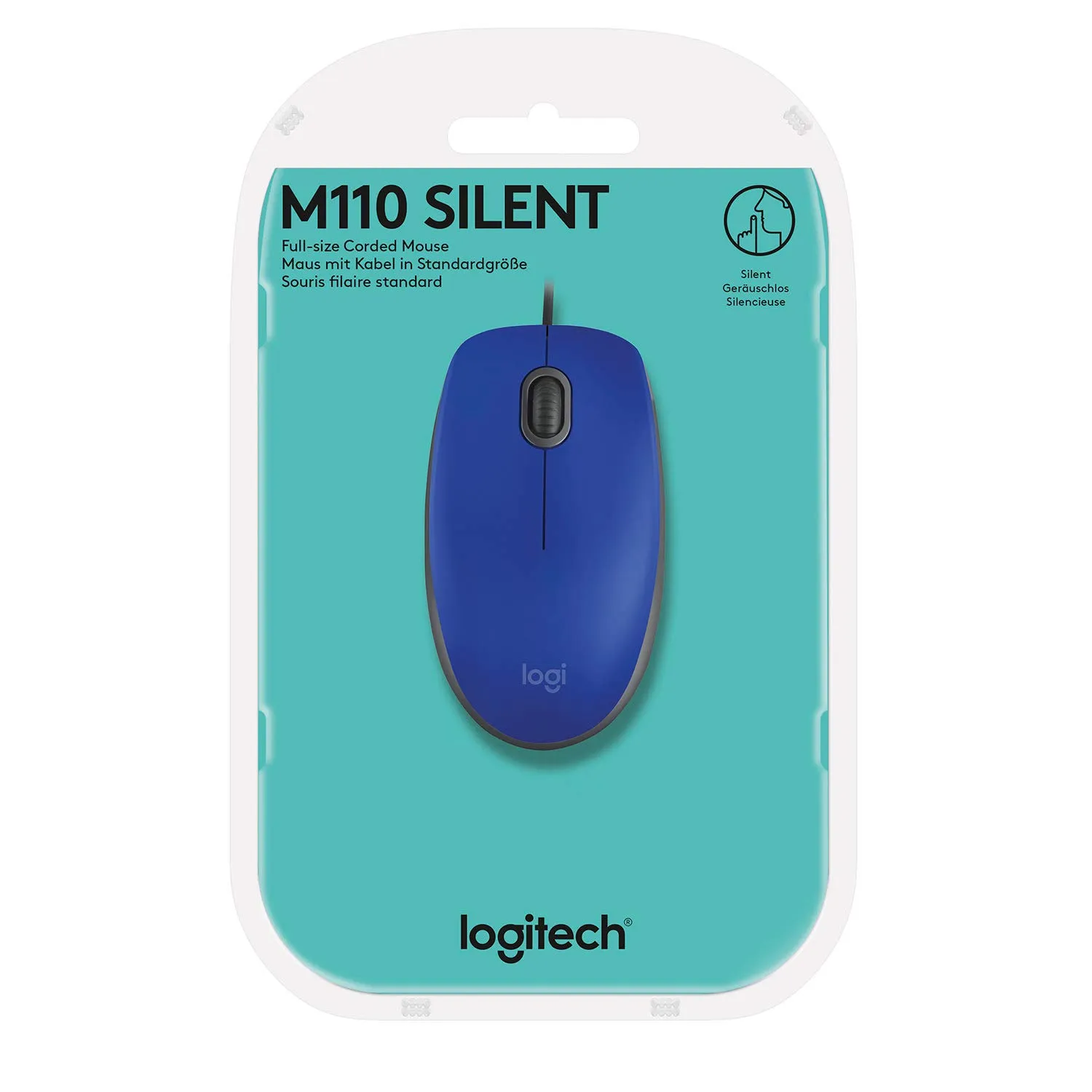 Logitech M110 mouse USB cablato blu singolo silenzioso