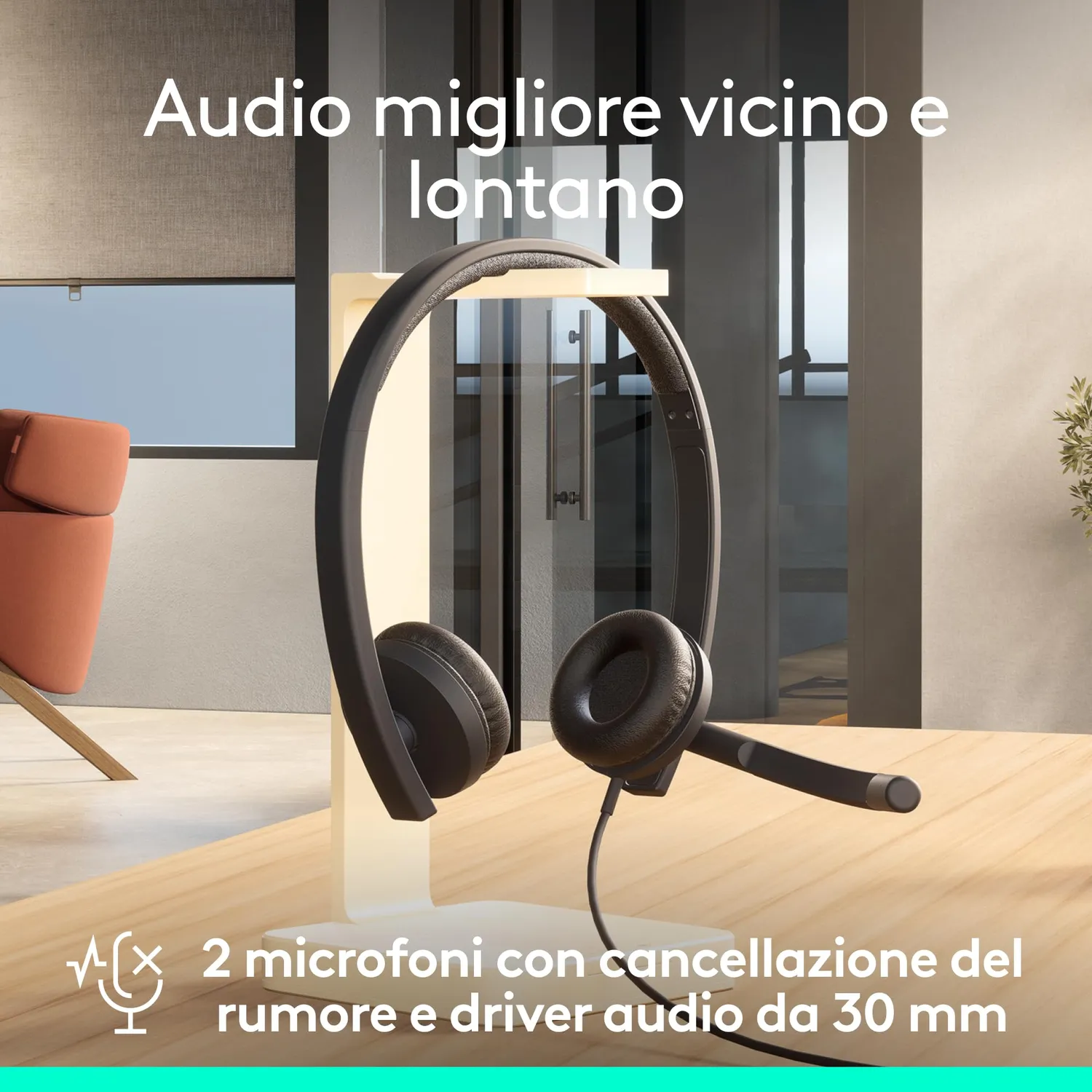 Logitech H570e cuffia USB Teams nera 113g cancellazione rumore
