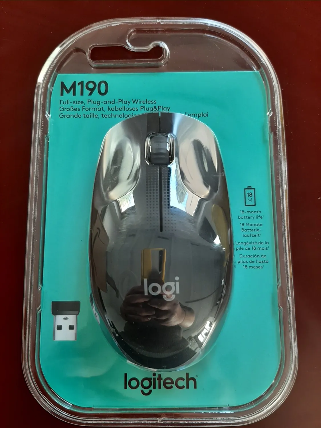 Logitech M190 mouse wireless blu formato grande