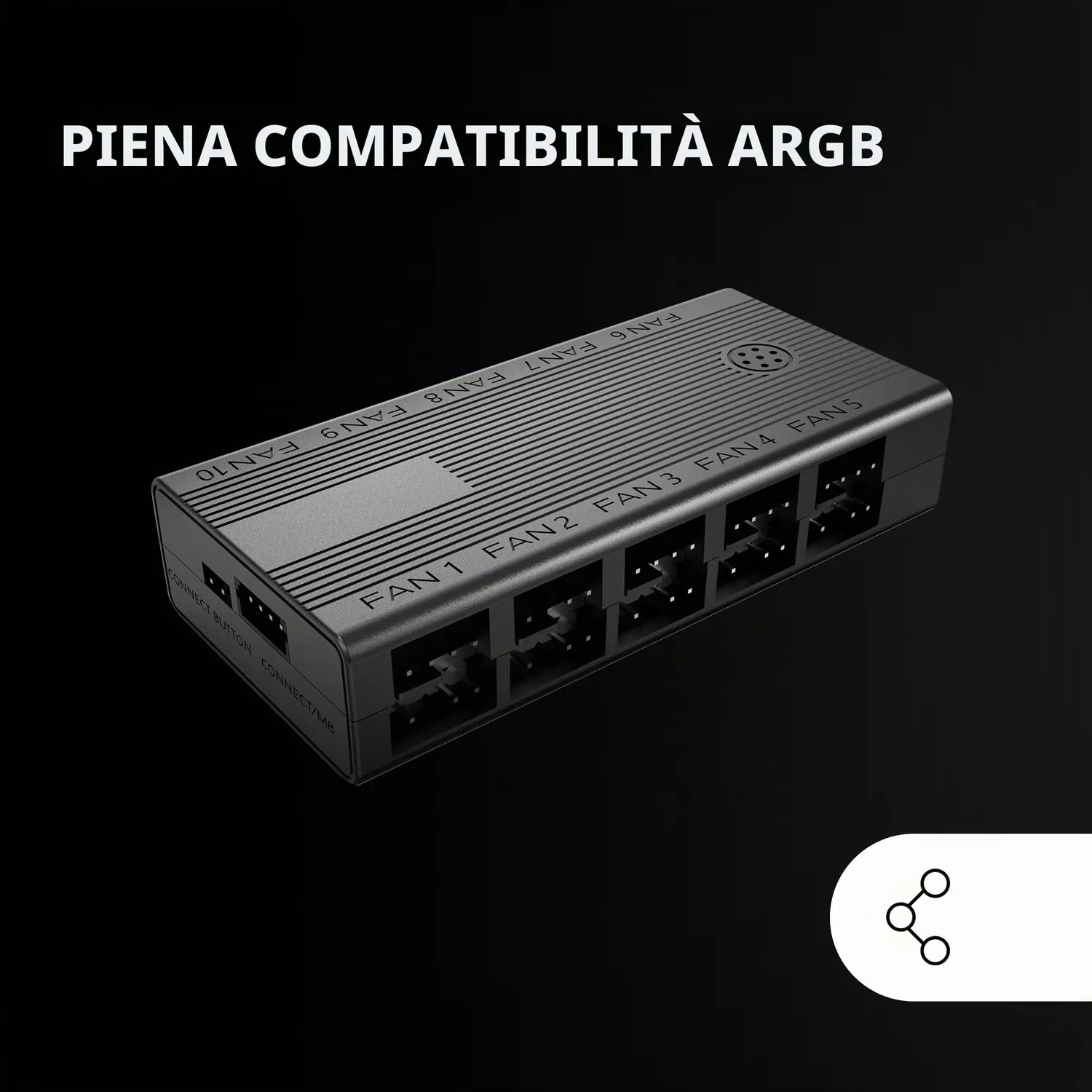 Mars Gaming MF-HUB controller ventole 10x PWM ARGB nero
