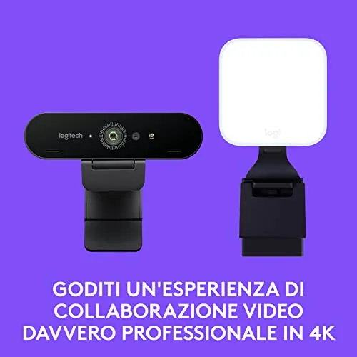 Logitech Brio + Litra Glow kit webcam 4K e luce